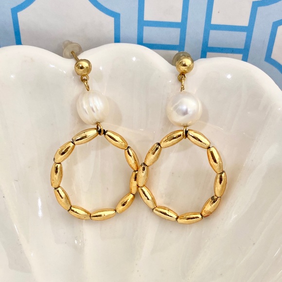 Pearl and Rice Bead Earrings - Picture 7 of 13
